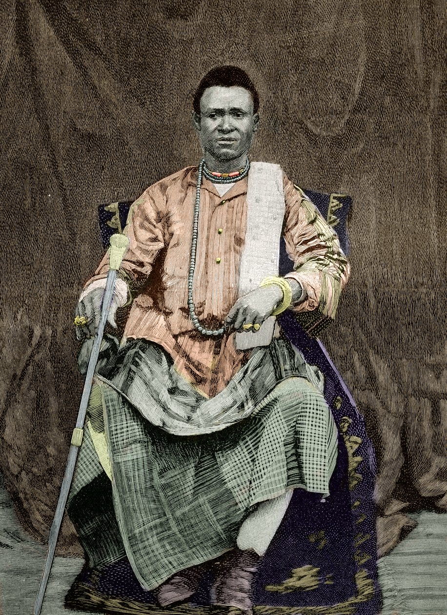 Retrato de Kondo Behanzin (foto colorida à mão) de Unknown
