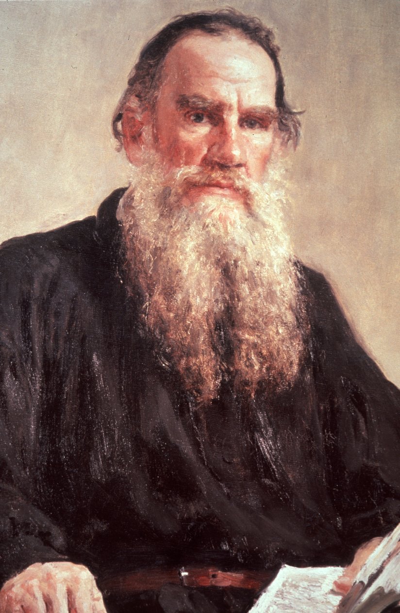 Retrato de Leo Tolstoy por Ivan Repin na Galeria Tretyakov. de Unknown