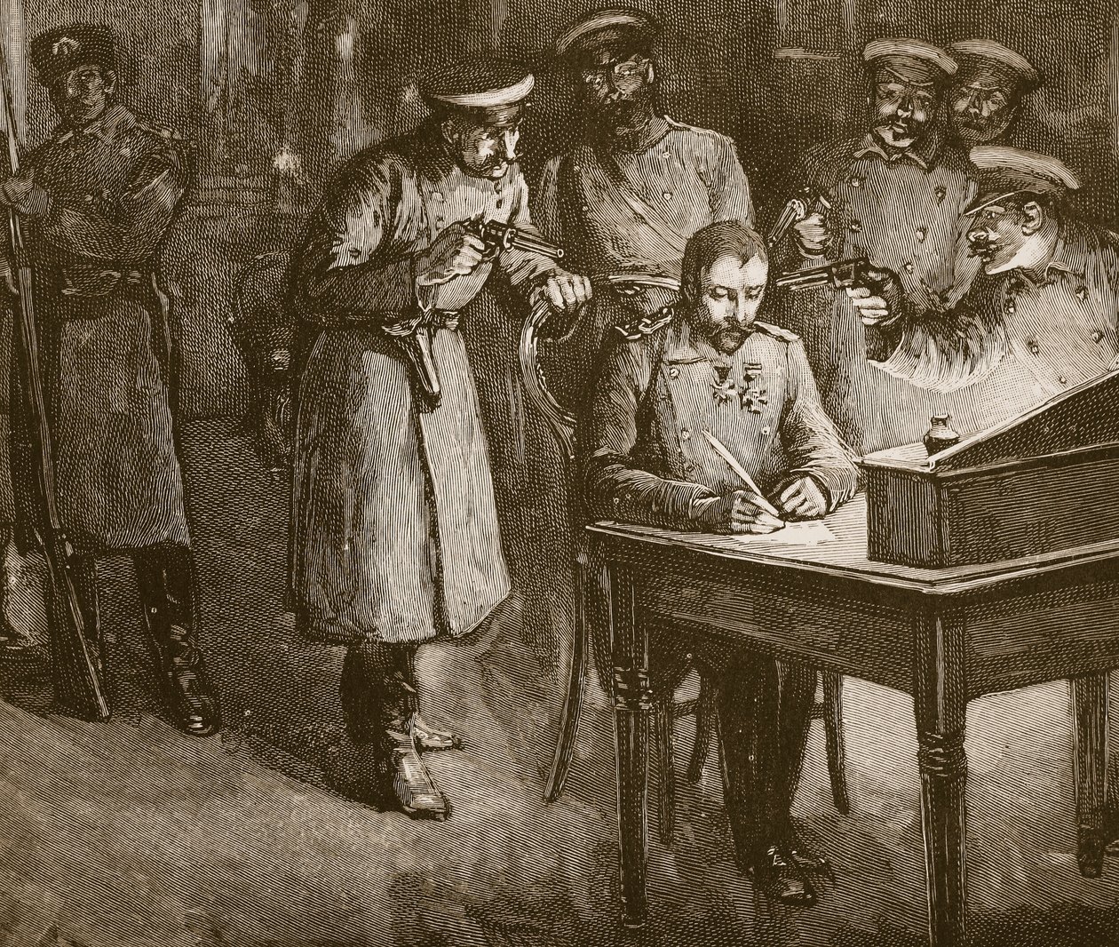 Príncipe Alexandre, assinando sua abdicação, 1886 de Unknown
