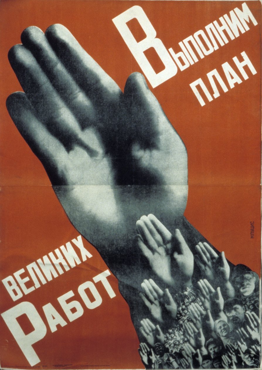 Cartaz construtivista soviético de 1930 por Gustav Klutsis, WeLl cumprem o plano de grandes empreendimentos. de Unknown