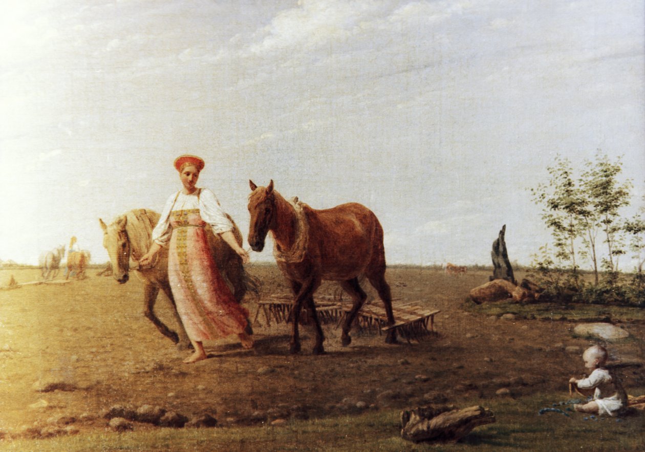 Primavera arando uma pintura por Alexei Venetsianov (1780-1847). de Unknown