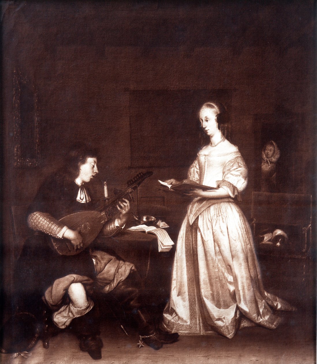 O dueto: um cantor e um tocador de alaúde. de Unknown