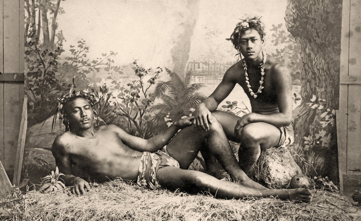 Dois, macho, dançarinos, tahiti, 1887 de Unknown