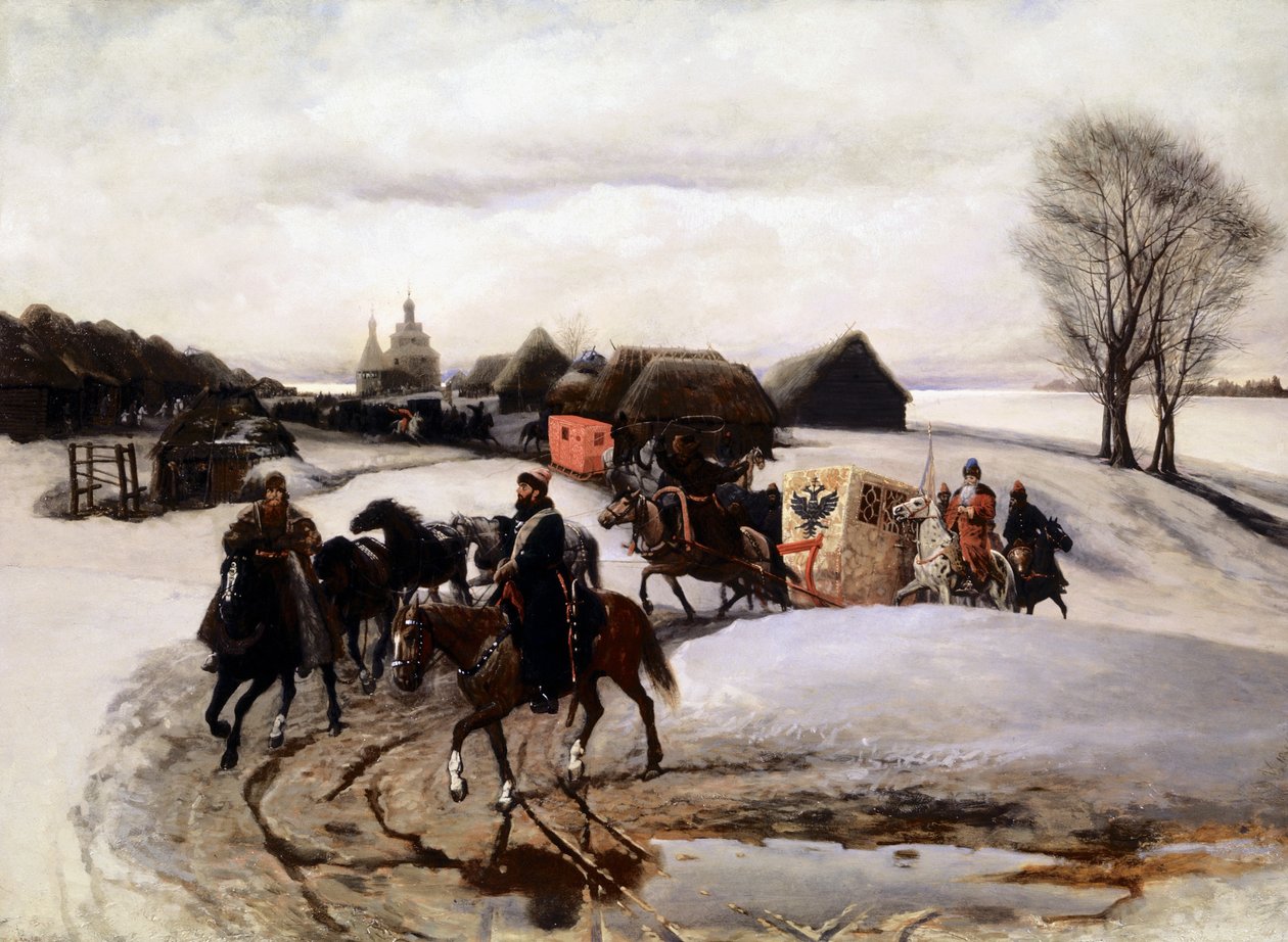 V, Shvarts, A Czarina em peregrinação a lugares sagrados - na época do czar Alexis (Aleksei Mikhailovich Romanov). de Unknown