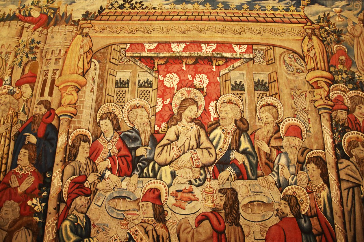Museu do Vaticano: tapeçaria com a Última Ceia - (de Episódios da Paixão, Tournai , final do século XV) (Galleria di San Pio V, Galeria São Pio V) de Unknown
