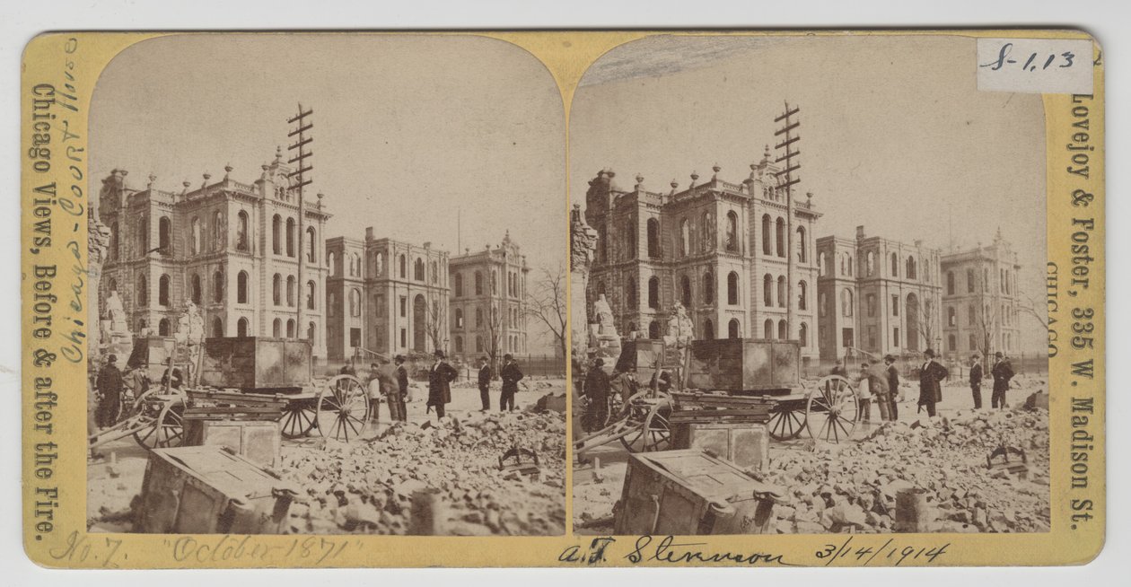 Cook County Court House e Prefeitura após o incêndio de Chicago de 1871 de American Photographer