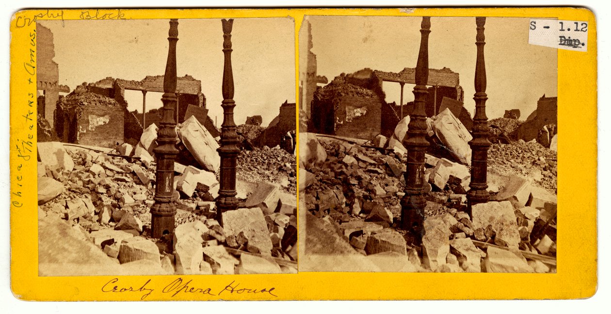 Ruínas da Ópera de Crosby após o Grande Incêndio de Chicago, 1871 de American Photographer