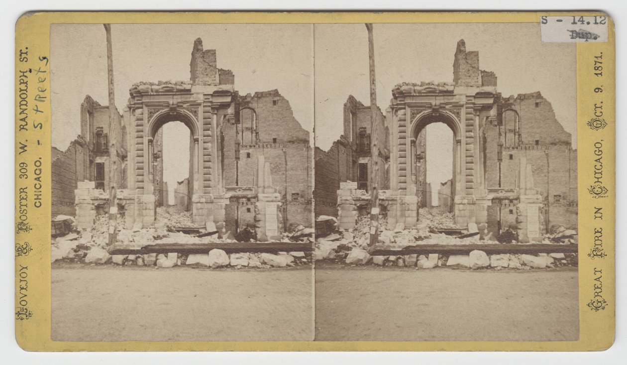 Estereografia da vista das ruínas na Washington Street após o incêndio de Chicago de 1871 de American Photographer