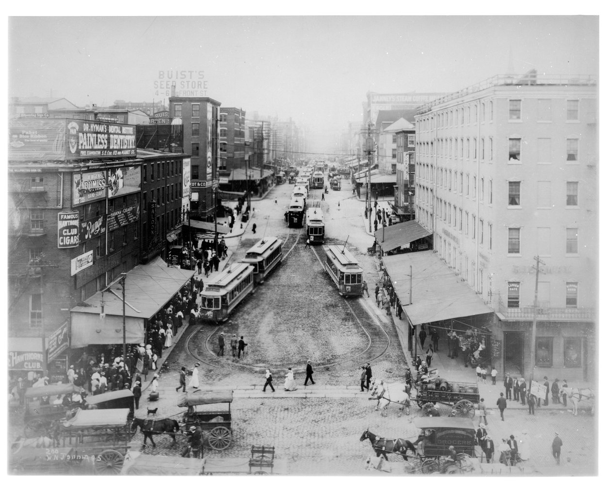Trolley Turn-A-Round na Market Street, Filadélfia, c.1910 de American Photographer