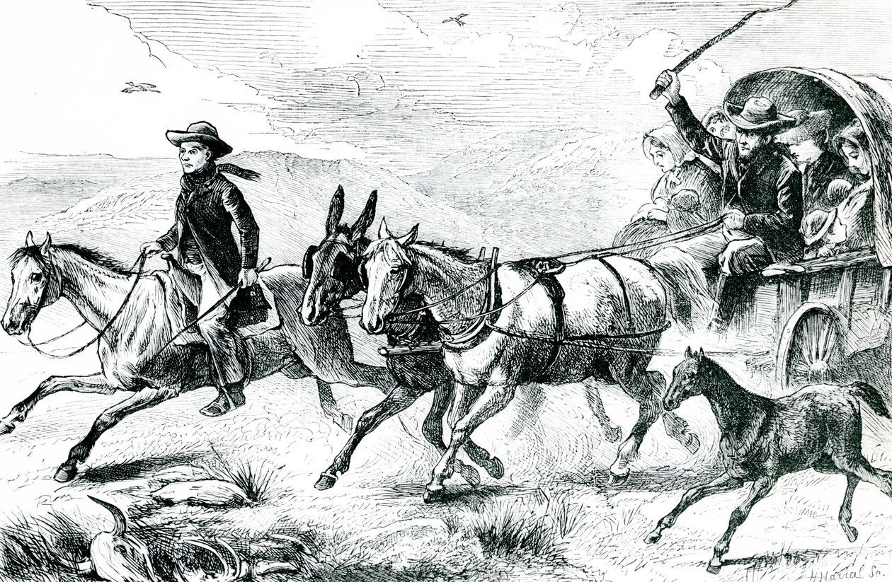 Uma Família Mórmon Indo à Conferência, c.1875 de American School