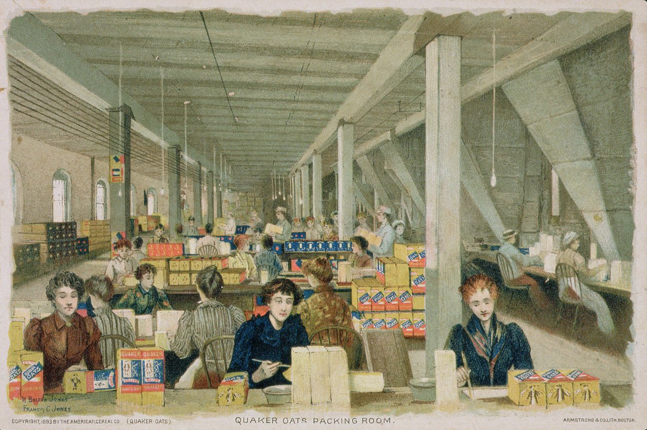 Uma sala de embalagem da Quaker Oats, 1893 de American School