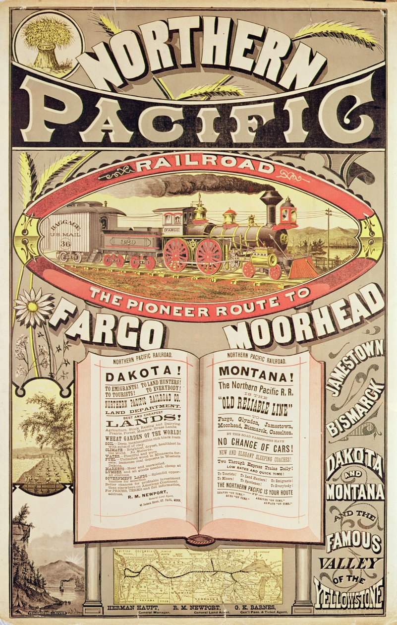 Propaganda para a ferrovia do norte do Pacífico de American School