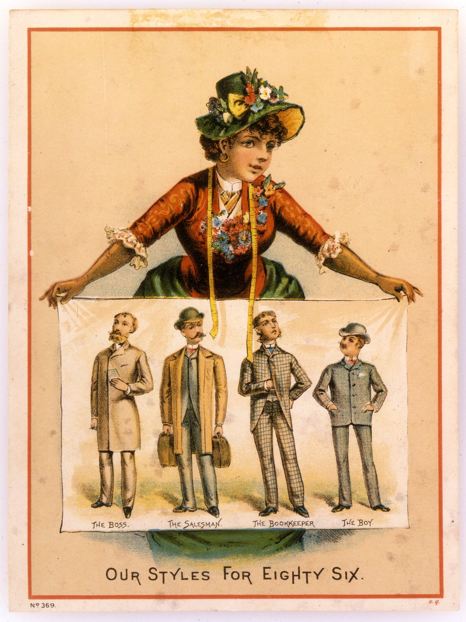 B. Rydill, Nossos Estilos para Oitenta E Seis: O Chefe, O Vendedor, O Contador, O Menino, 1886 (litografia [cartão comercial]) de American School
