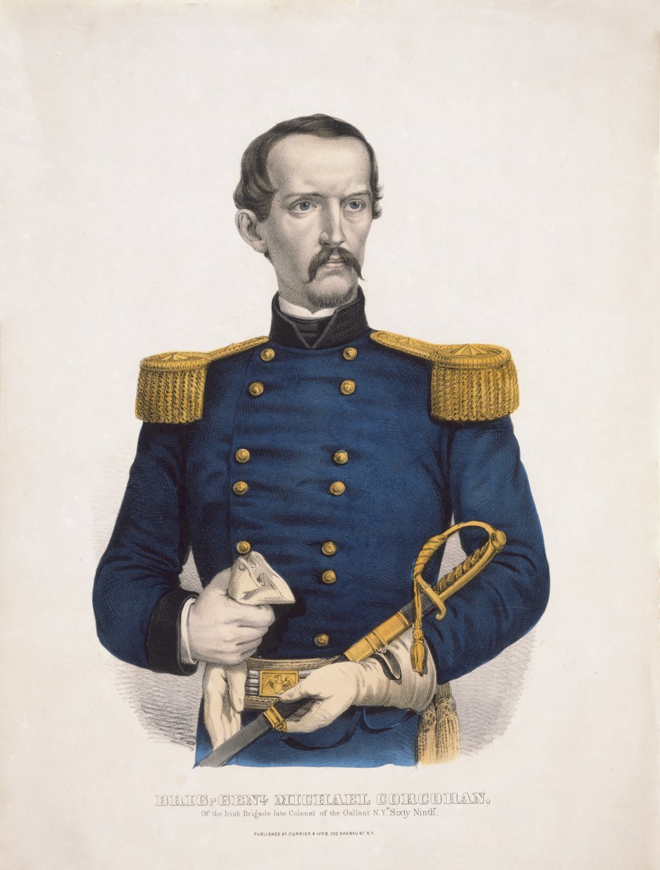 Brig.-Genl. Michael Corcoran - do coronel da Brigada Irlandesa do galante NY Sixty Ninth, pub. 1860 de American School