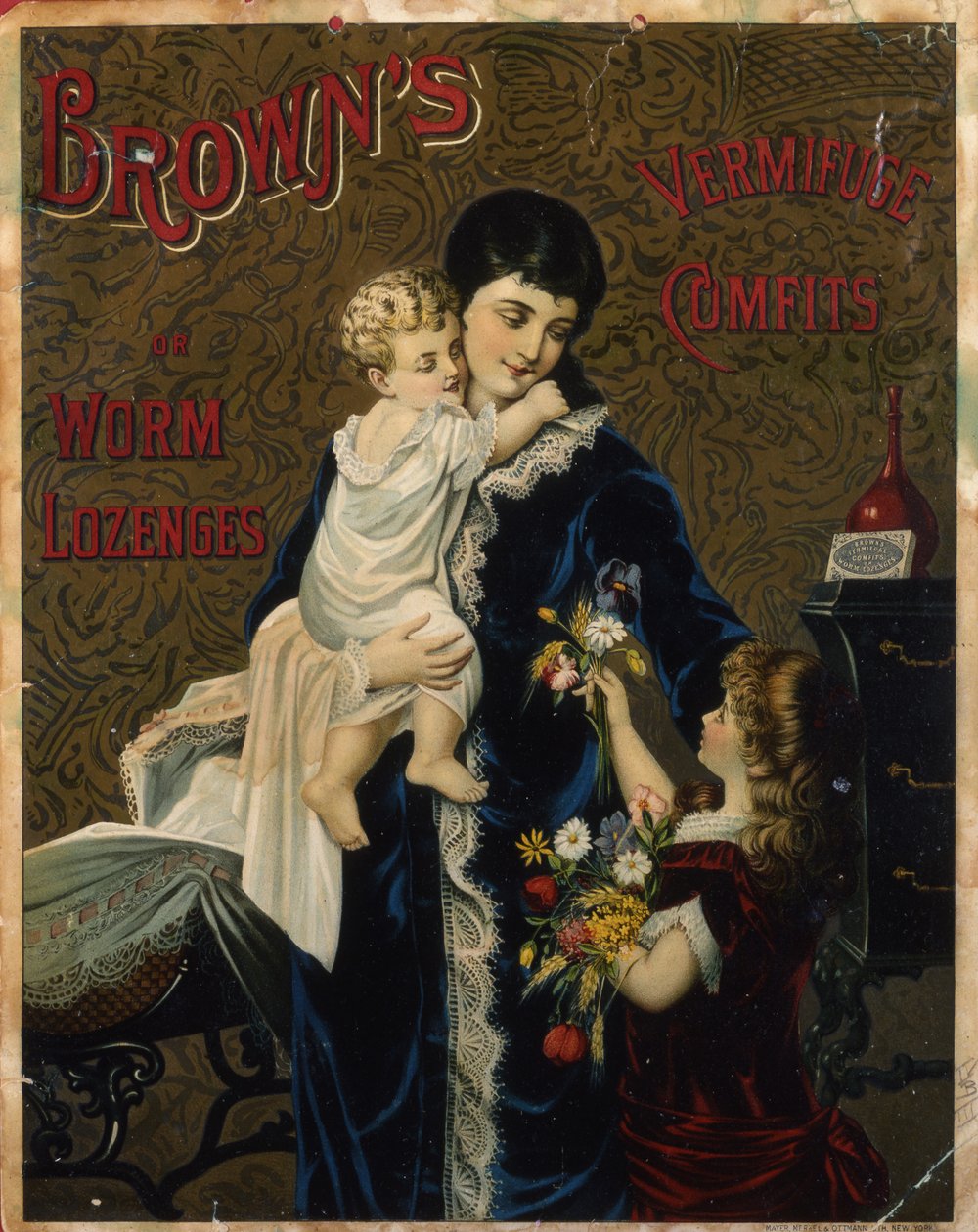 Browns Vermifuge Comfits ou Worm Lozenges de American School