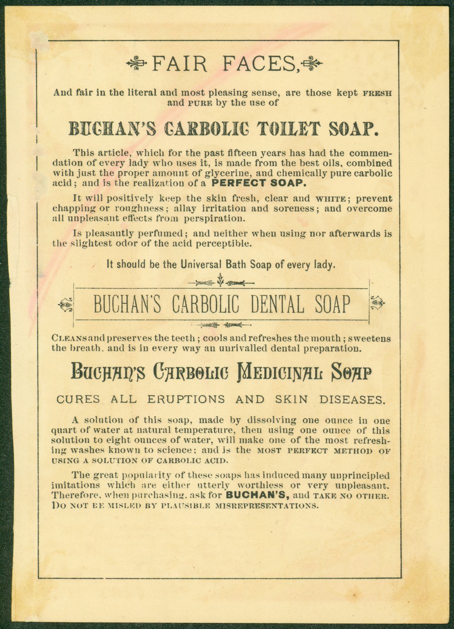 Buchans Carbolic Toilet Soap [verso cartão de comércio] de American School