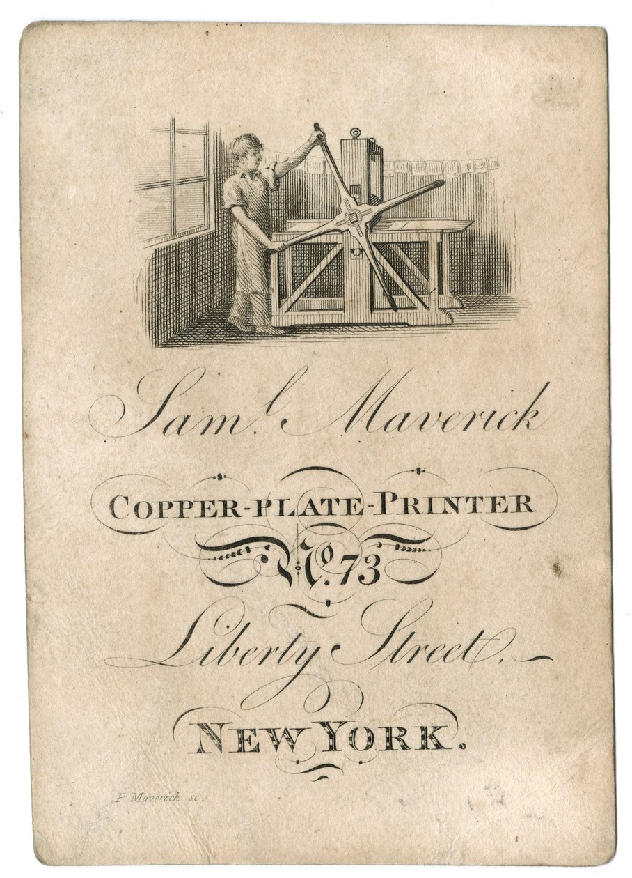 Cartão de visita para Samuel Maverick, c.1812-45 de American School
