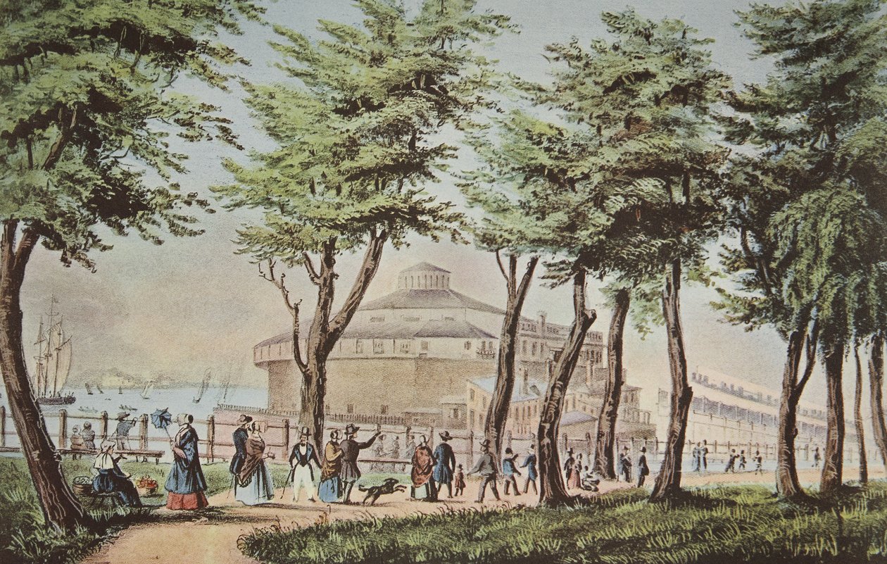 Jardim do Castelo, Nova Iorque, From The Battery, pub. 1848, Currier & Ives de American School