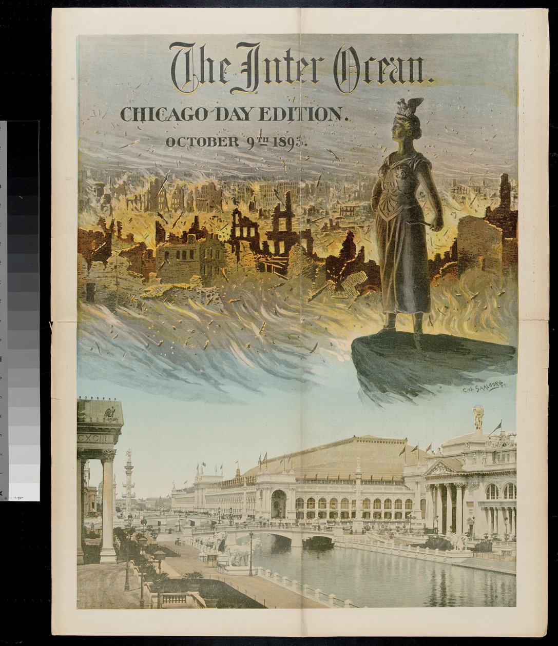 Capa do Inter Ocean: edição do Chicago Day para a Worlds Columbian Exposition, 9 de outubro de 1893 de American School
