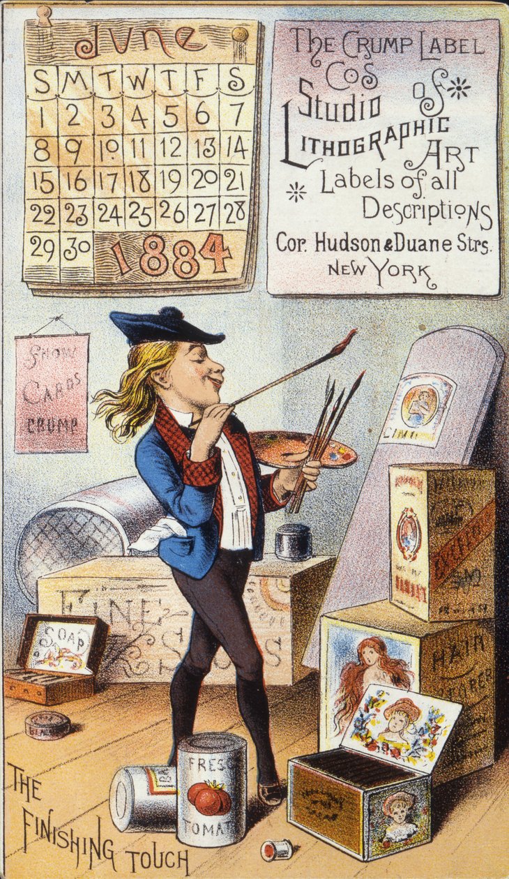 Crump Label Co.s Estúdio de Arte Litográfica, 1884 (cor litho [cartão comercial]) de American School