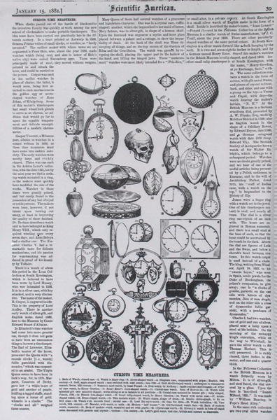 Curious Time Measurers, da Scientific American, 15 de janeiro de 1881 de American School