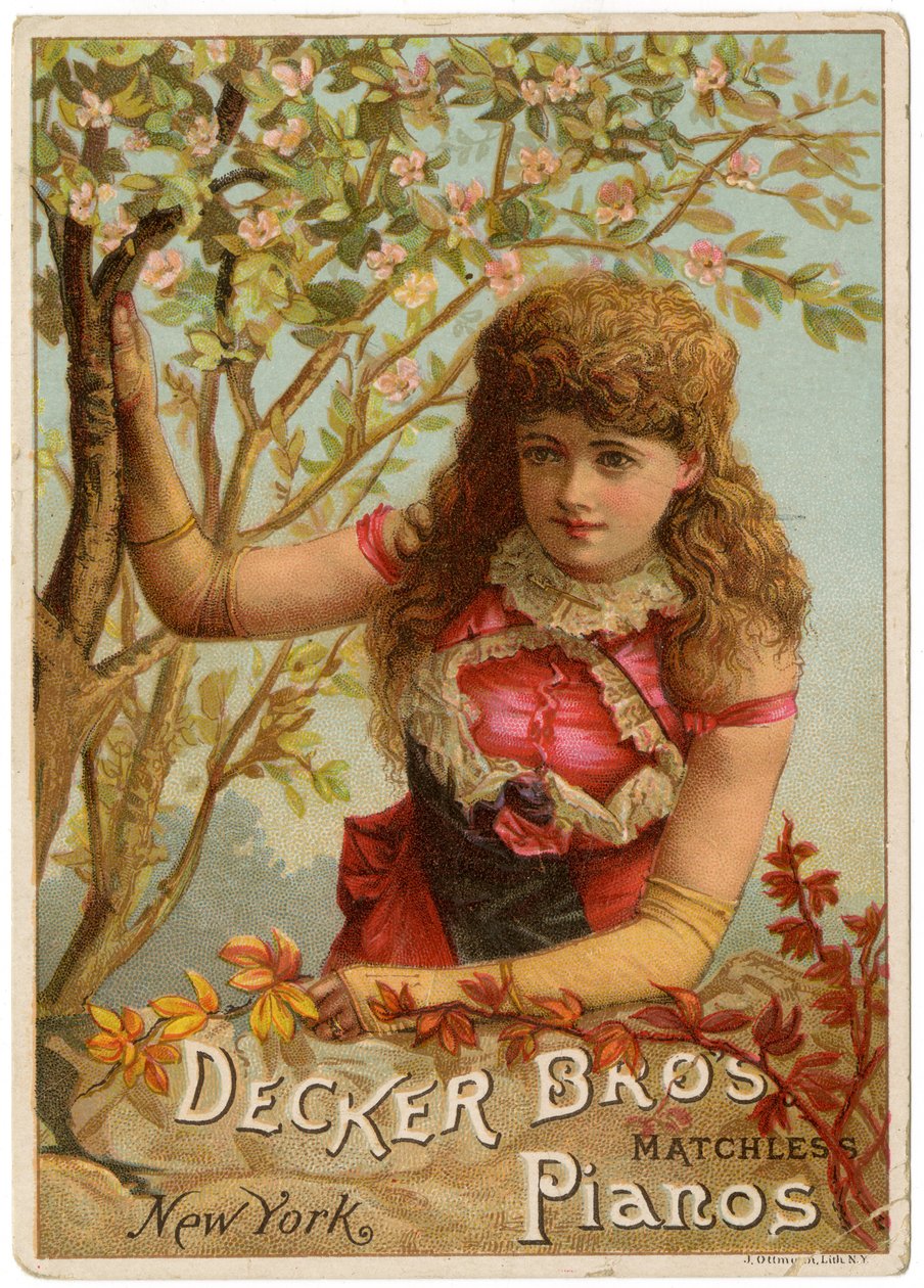 Decker Bros. Matchless Pianos, Nova Iorque [comércio recto cartão] (cor litho [comércio cartão]) de American School
