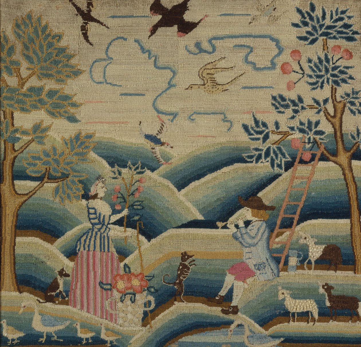Imagem Bordada, c.1740 (linho, lã e seda) de American School
