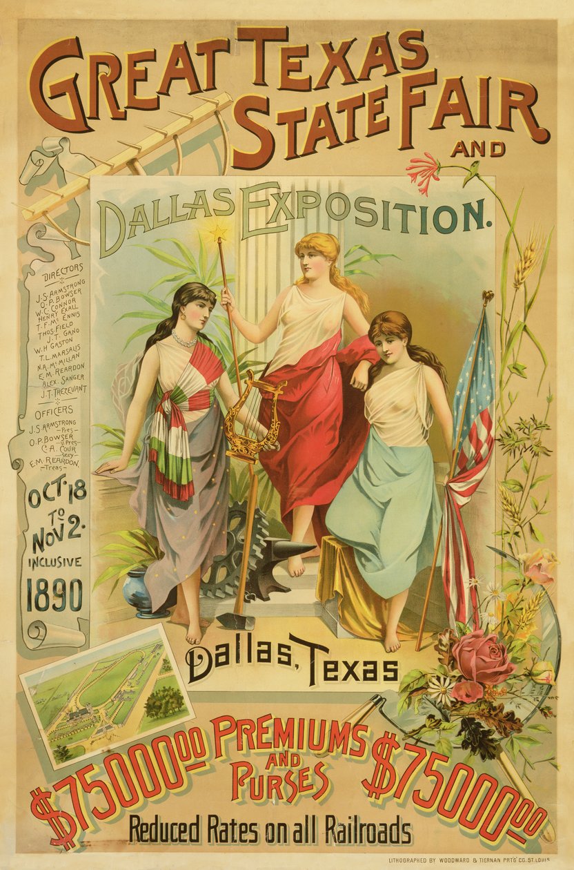 Grande cartaz justo do estado de Texas, 1890 de American School