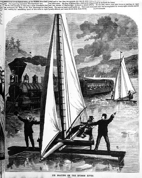 Passeio de barco no gelo no rio Hudson, 1872 de American School