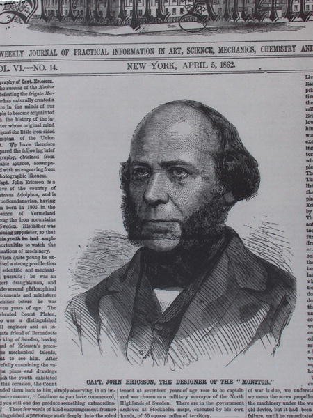 John Ericsson (1806-1862) em The Scientific American, 5 de abril de 1862 de American School