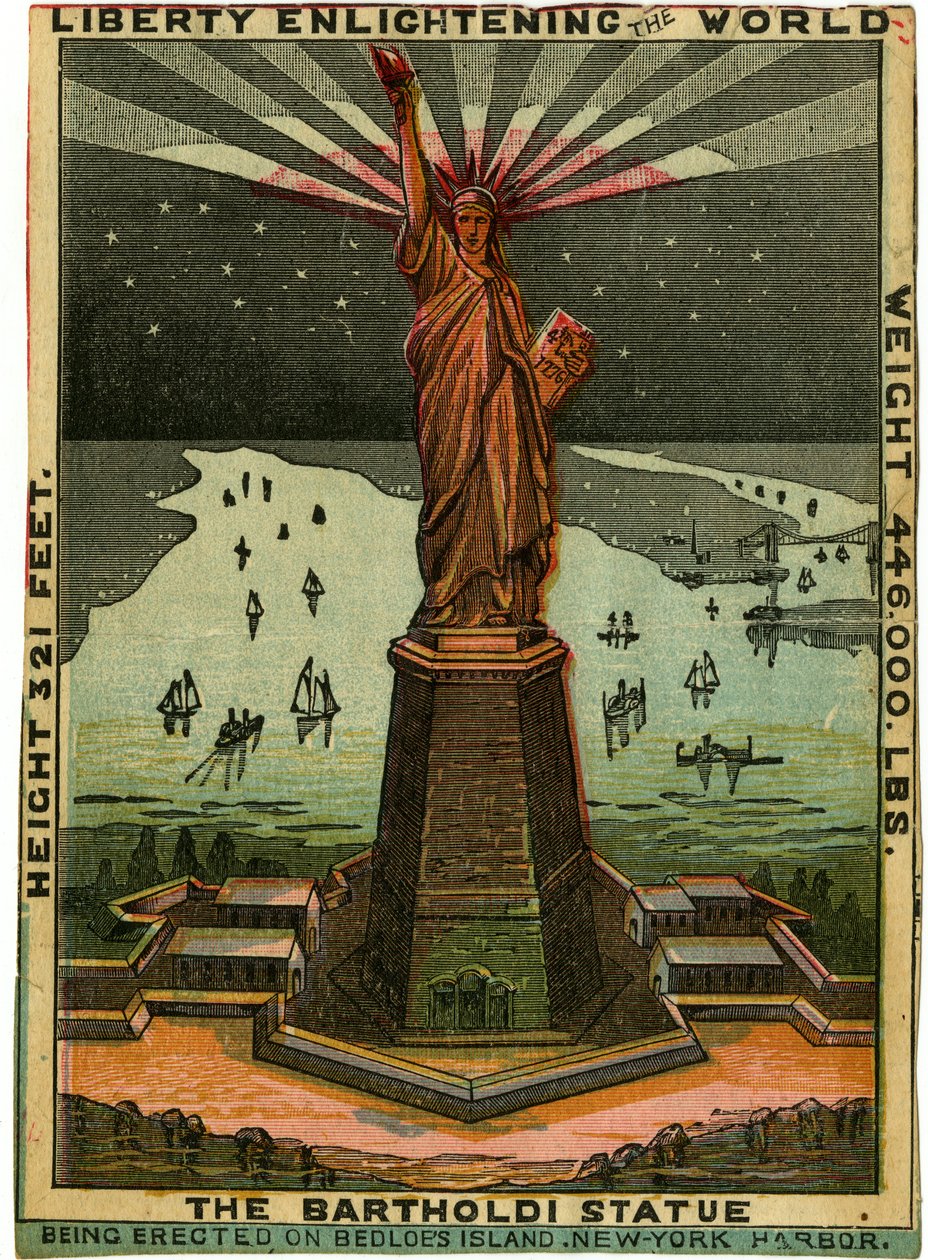Liberdade iluminando o mundo, cerca de 1880 (gravura em madeira colorida) de American School