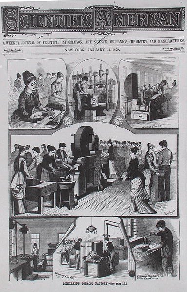 Fábrica da Lorillards Tobacco, da Scientific American, 11 de janeiro de 1879 de American School