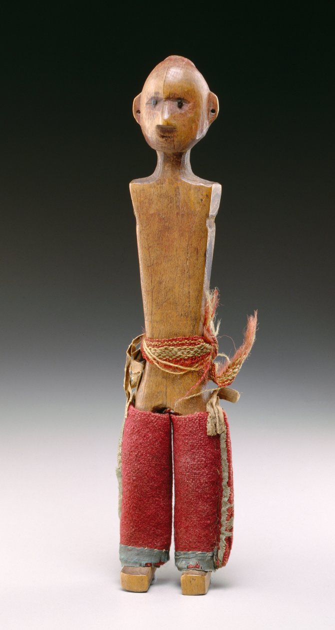 Figura masculina (boneca do amor) Potawatomi, 1800-60 (madeira e tecido de lã) de American School