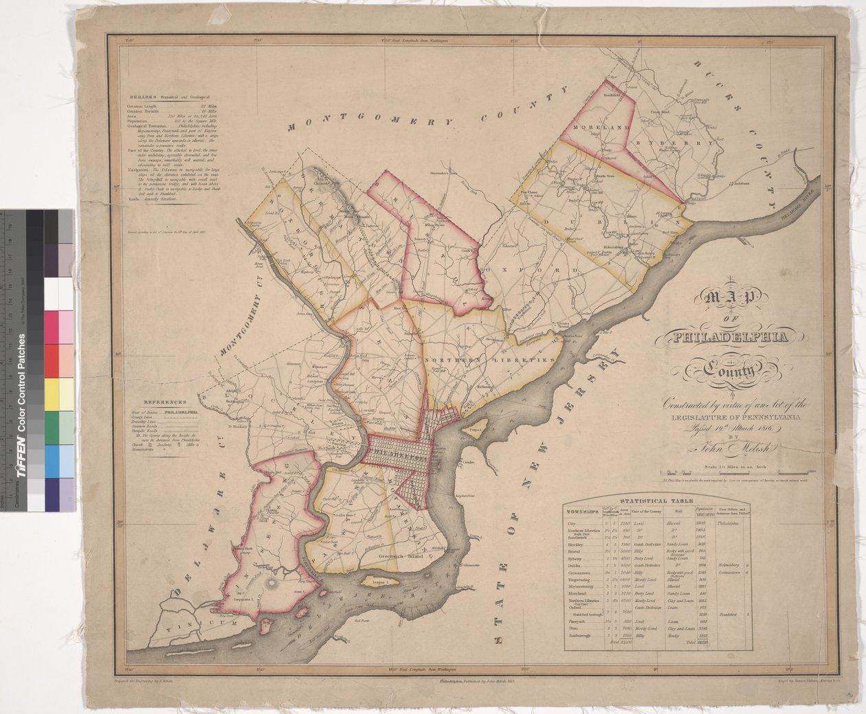 Mapa do condado de Filadélfia, 1819 de American School