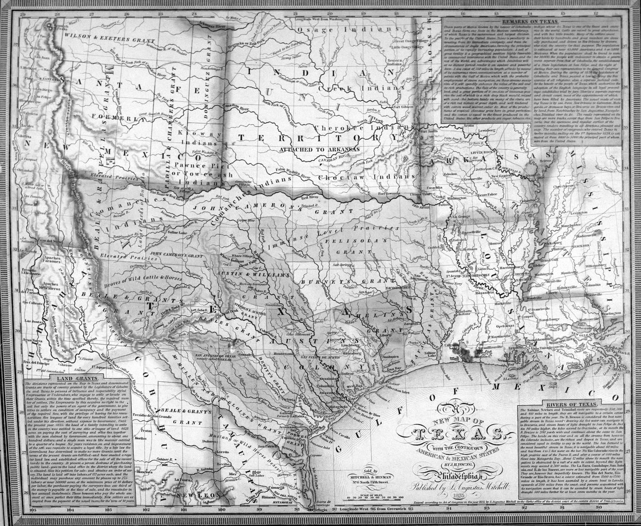 Mitchells Mapa do Texas, 1835 (para detalhes, ver 241192) de American School