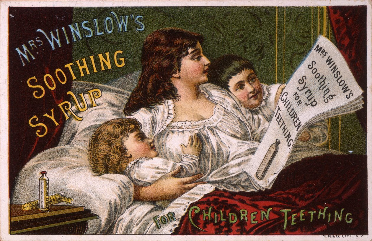 Sra Winslows calmante calmante para crianças dentição (litho [cartão de comércio]) de American School