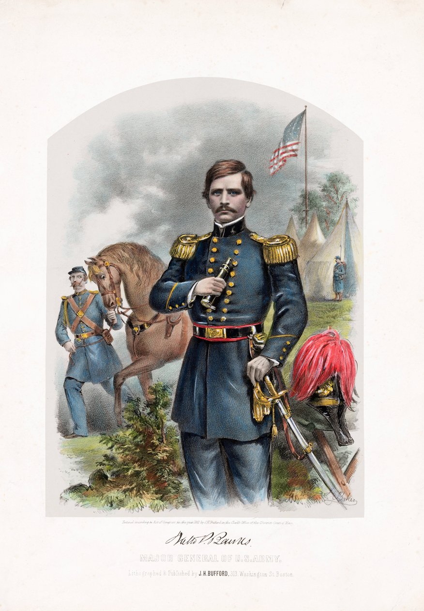 Nathaniel P. Banks, Major-General do Exército dos EUA, pub. 1861 de American School