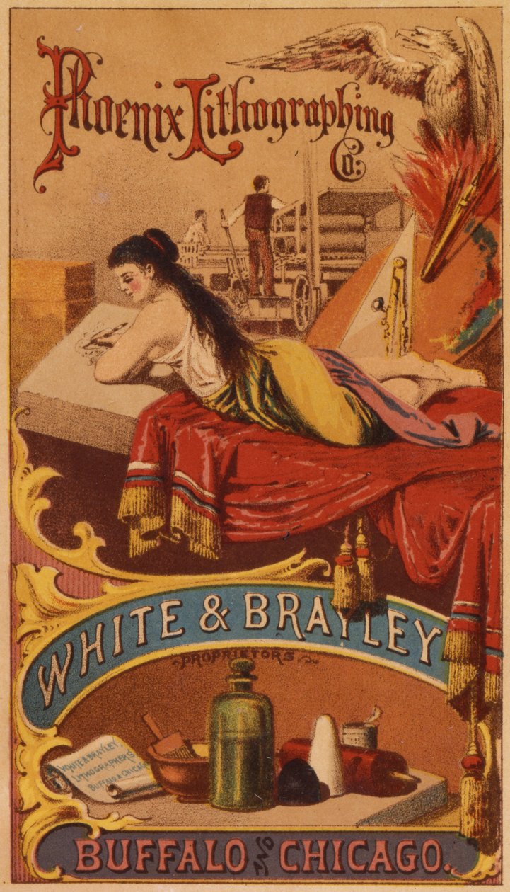 Phoenix Lithographing Co., White e Brailey Proprietors, Buffalo e Chicago (cor litho [cartão comercial]) de American School