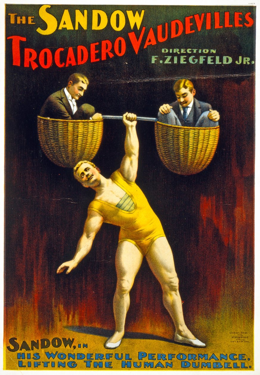 Poster publicidade O Sandow Trocadero Vaudevilles c.1894 de American School