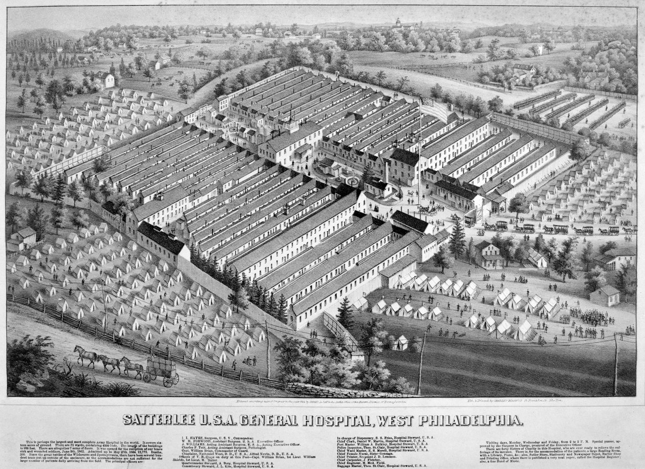 Hospital Satterlee, Filadélfia, Pensilvânia, 1863 de American School
