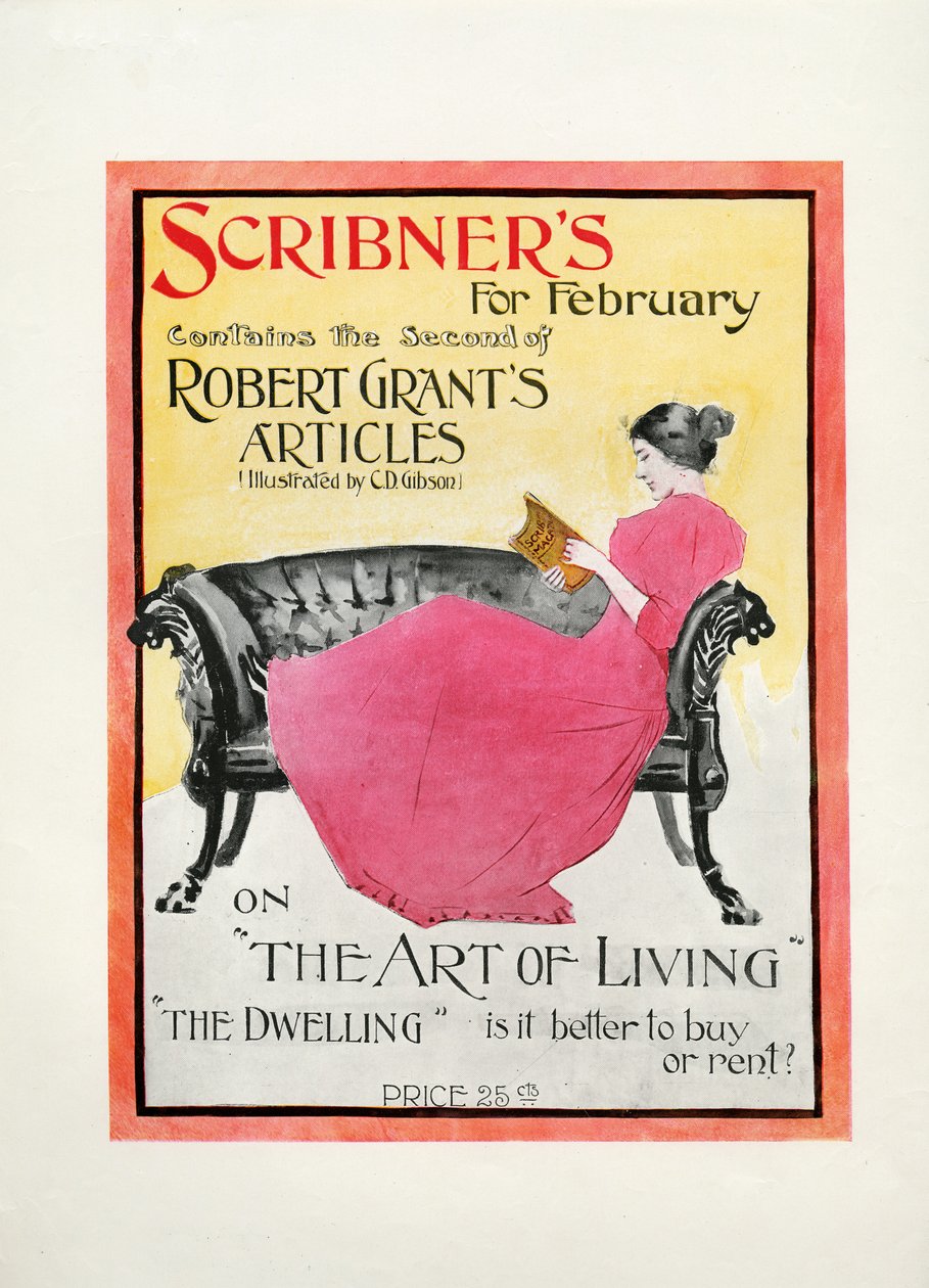 Scribners de fevereiro de 1895, contém o segundo artigo de Robert Grants ilustrado por CD Gibson sobre A Arte de Viver, A Habitação: é melhor comprar ou alugar , 1895 (impressão) de American School