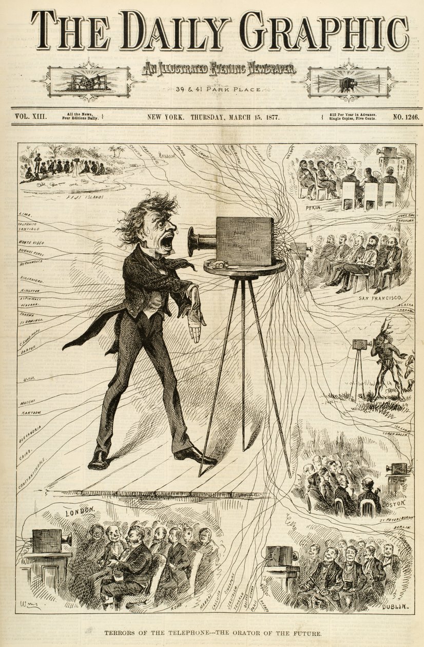 Terrores do Telefone, ilustração do The Daily Graphic, 15 de março de 1877 de American School