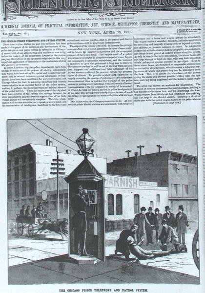 O sistema Chicago Police Telephone and Patrol, da Scientific American, 23 de abril de 1881 de American School