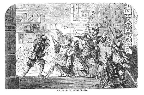 A queda de Montezuma, de Abbotts History of Cortes, 1884 de American School