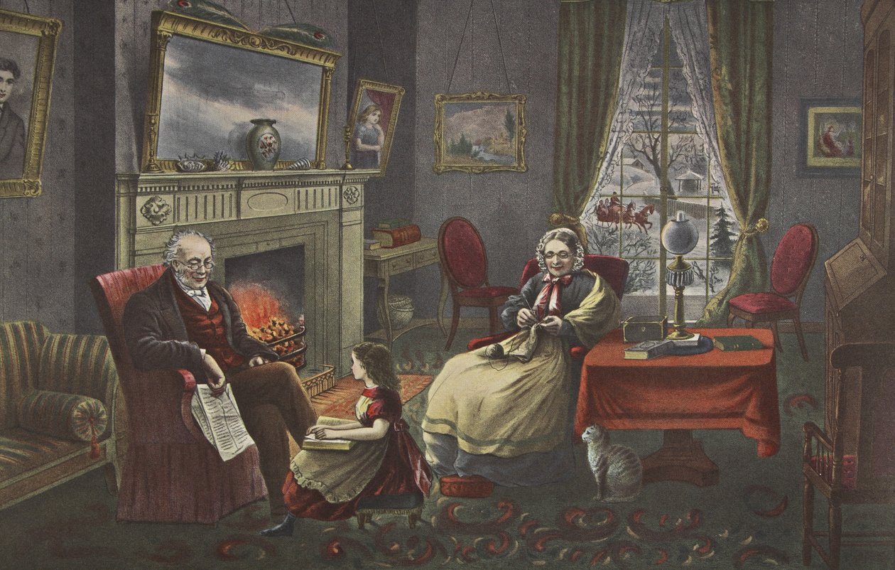 As quatro estações da vida - velhice, a temporada de descanso, pub. 1868, Currier & Ives de American School