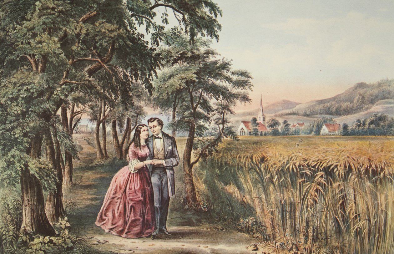 As quatro estações da vida - juventude, a estação do amor, bar. 1868, Currier & Ives de American School