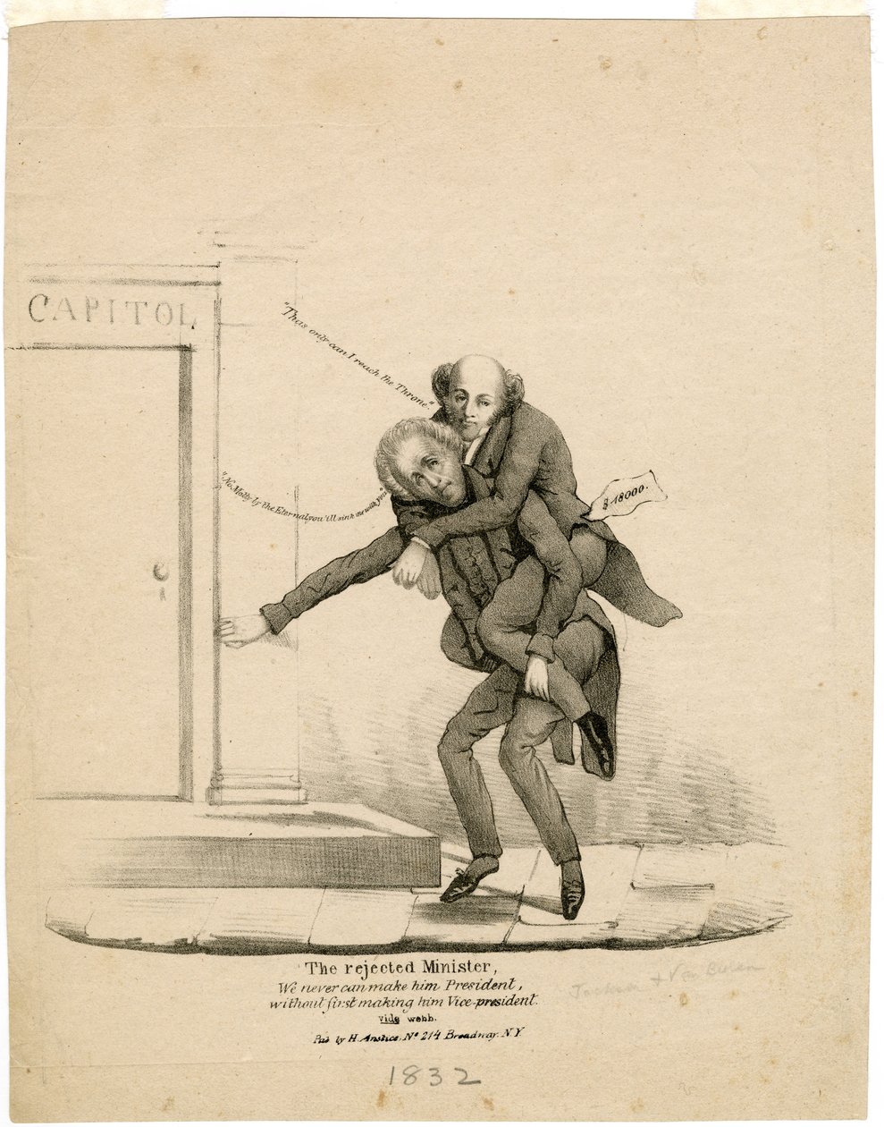 O Ministro Rejeitado, Nós nunca podemos torná-lo presidente, sem primeiro torná-lo vice-presidente [Jackson e Van Buren], 1832 de American School