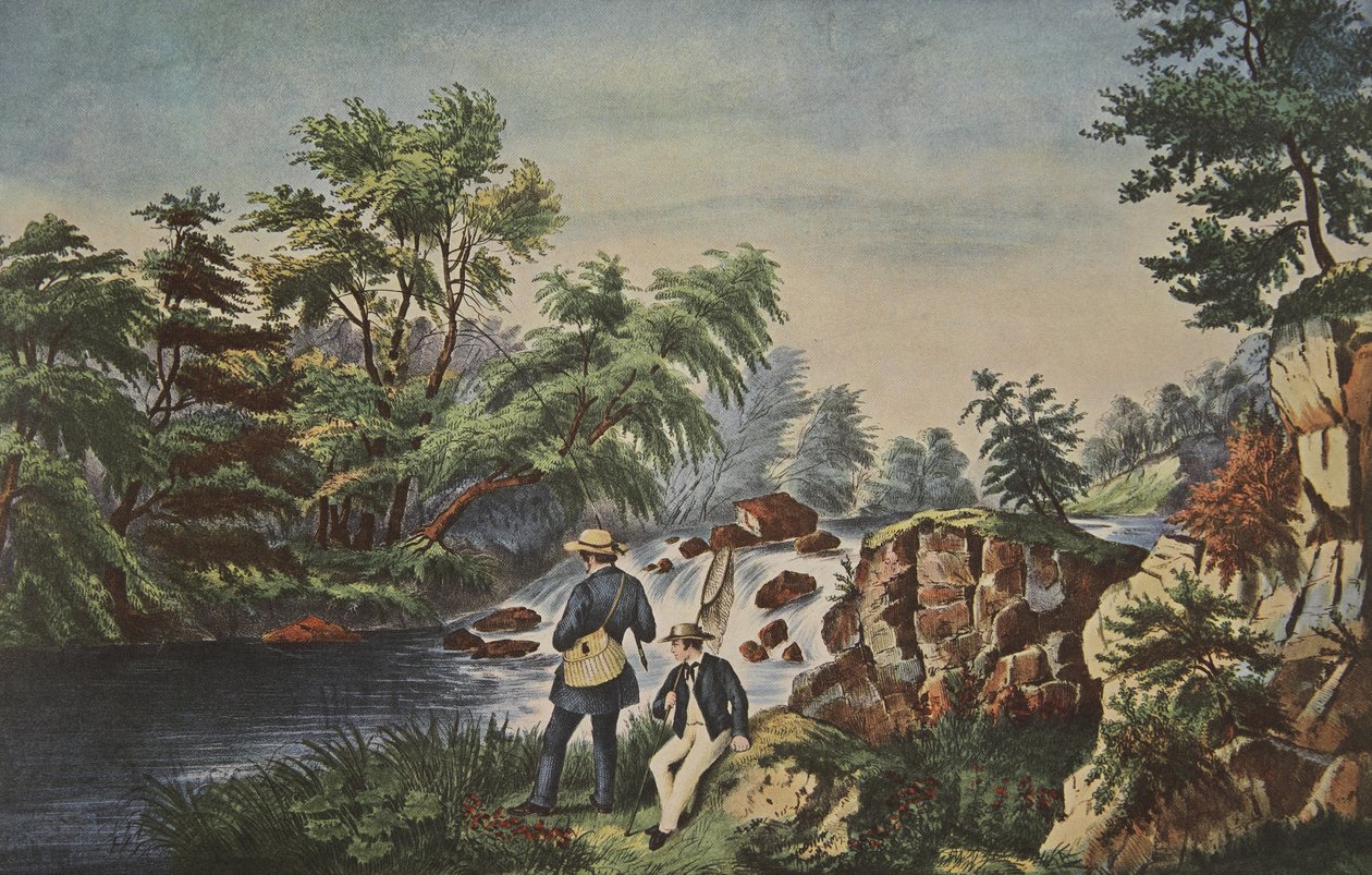 O córrego da truta, Currier & Ives, pub. 1852 de American School