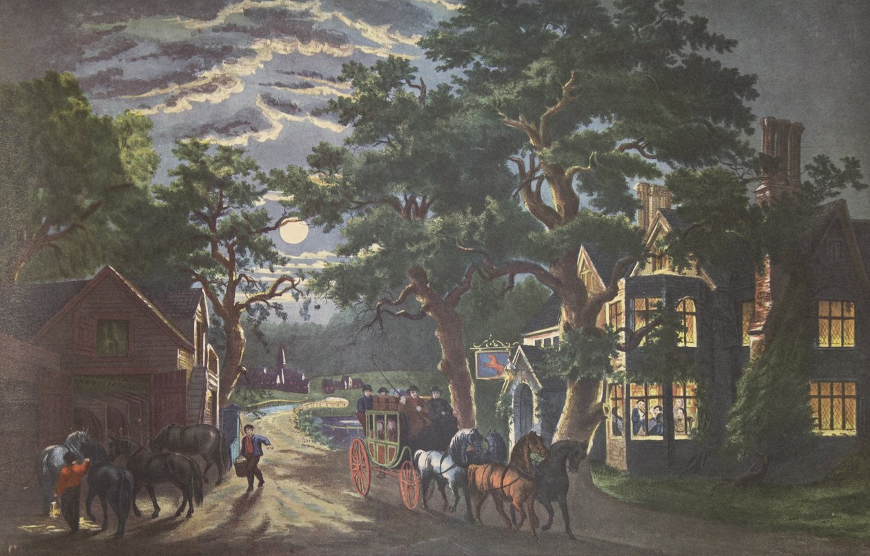 O Wayside Inn, pub. 1864 Currier & Ives de American School