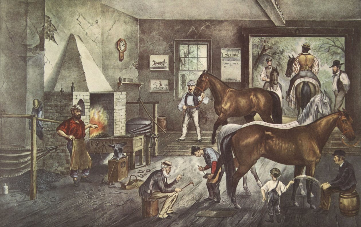 Trote Rachaduras na Forja, pub. 1869, Currier & Ives de American School